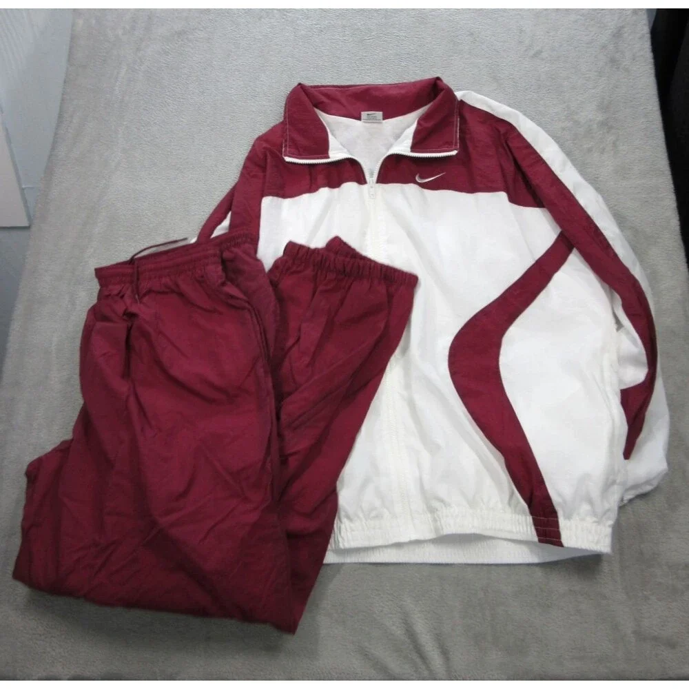 Vintage Nike Tracksuit Windbreaker Mens XXL 2XL Red White Lined Y2K Pants Jacket